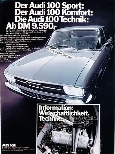 Audi-100-01-1970-Reklame-Werbung-genuine Advertising-nl-Versandhandel