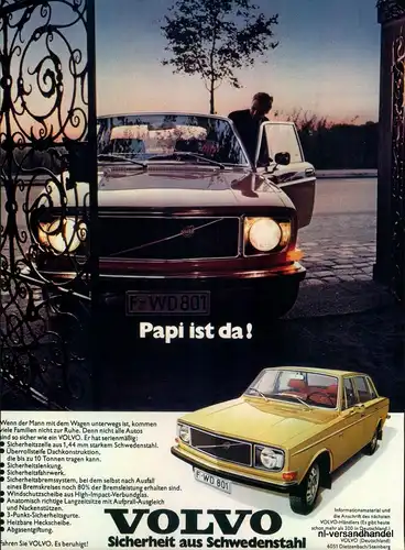 VOLVO-PAPA-1971-Reklame-Werbung-genuine Advert-La publicité-nl-Versandhandel
