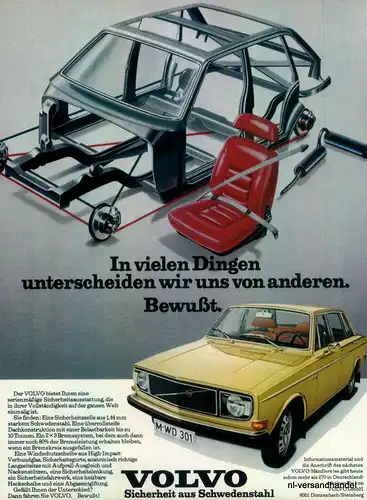VOLVO-SICHERHEIT-1971-Reklame-Werbung-genuine Advert-La publicité-nl-Versand