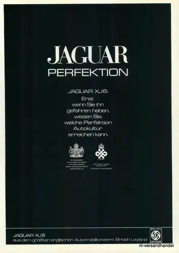 JAGUAR-XJ-SIX-1971-Reklame-Werbung-genuine Advert-La publicité-nl-Versandhandel