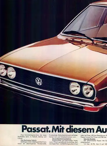 VW-Passat-1973-Reklame-Werbung-genuineAdvertising - nl-Versandhandel 