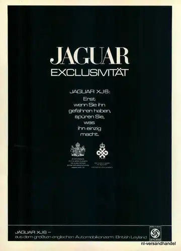 JAGUAR-XJ6-1971-Reklame-Werbung-genuine Advert-La publicité-nl-Versandhandel