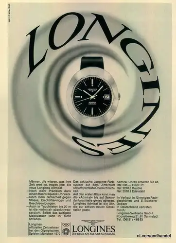 LONGINES-2210.3-1971-Reklame-Werbung-genuine Advert-La publicité-nl-Versand