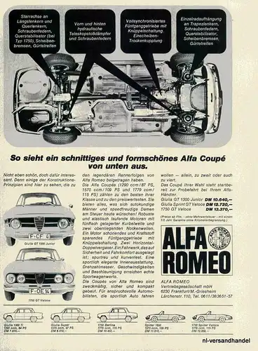 ALFA ROMEO-COUPE-68-Reklame-Werbung-genuine Advert-La publicité-nl-Versandhandel