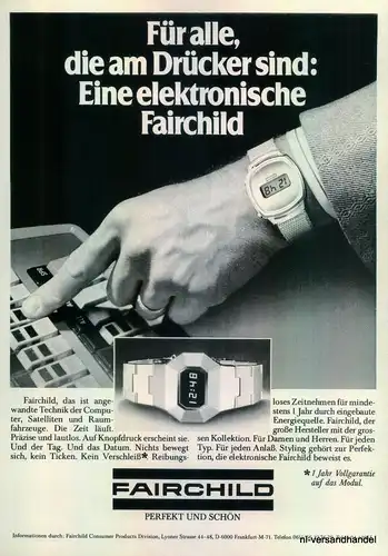 FAIRCHILD-1980-Reklame-Werbung-genuine Advert-La publicité-nl-Versandhandel