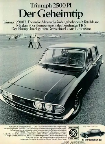 TRIUMPH-2500 PI-´71-Reklame-Werbung-genuine Advert-La publicité-nl-Versandhandel