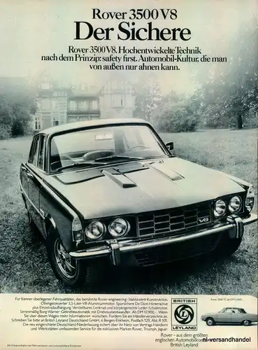 ROVER-3500 V8-1971-Reklame-Werbung-genuine Advert-La publicité-nl-Versand