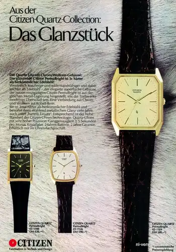 CITIZEN-QUARTZ-1980-Reklame-Werbung-genuine Advert-La publicité-nl-Versandhandel
