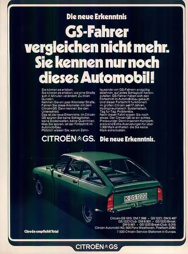 Citroen-GS-73-Reklame-Werbung-genuineAdvertising - nl-Versandhandel