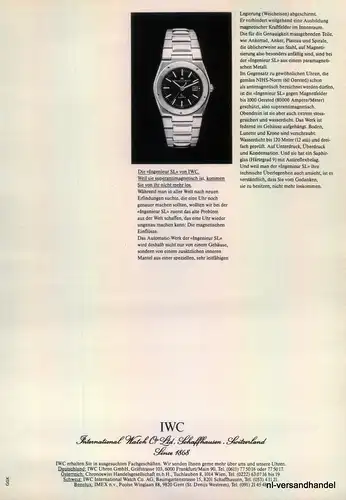 IWC-INGENIEUR-1980-Reklame-Werbung-genuine Advert-La publicité-nl-Versandhandel