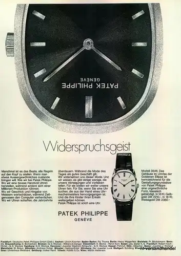 PATEK PHILIPPE-18KT.-1971-Reklame-Werbung-genuine Advert-La publicité-nl-Versand