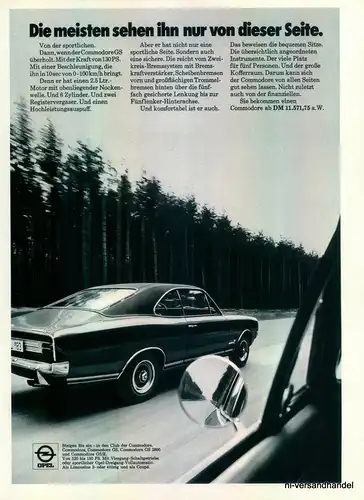 OPEL-COMMODORE-SEITE-1971-Reklame-Werbung-genuine Advert-La publicité-nl-Versand