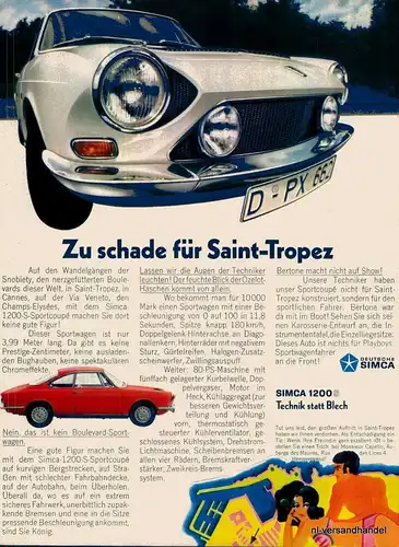 SIMCA-1200-1968-Reklame-Werbung-genuine Advert-La publicité-nl-Versandhandel