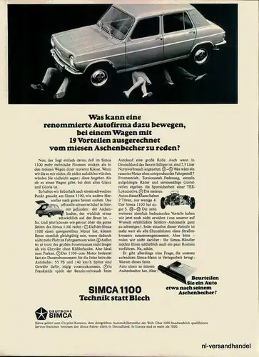 SIMCA-1100-19V-1968-Reklame-Werbung-genuine Advert-La publicité-nl-Versandhandel