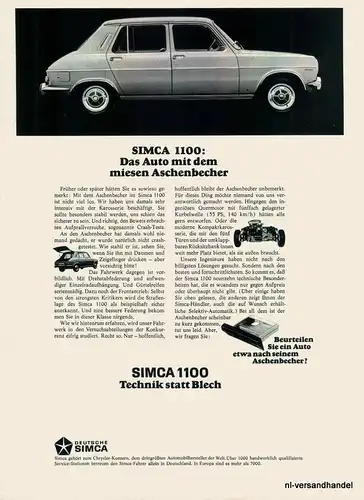 SIMCA-1100-4GANG-68-Reklame-Werbung-genuine Advert-La publicité-nl-Versandhandel