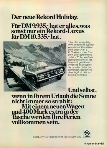 OPEL-REKORD-1,9-1971-Reklame-Werbung-genuine Advert-La publicité-nl-Versand