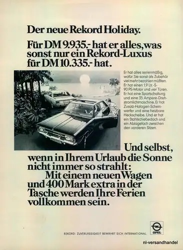 OPEL-REKORD-LUXUS-1971-Reklame-Werbung-genuine Advert-La publicité-nl-Versand