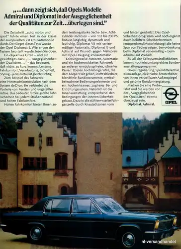 OPEL-DIPLOMAT/ADMIRAL-´71-Reklame-Werbung-genuine Advert-La publicité-nl-Versand