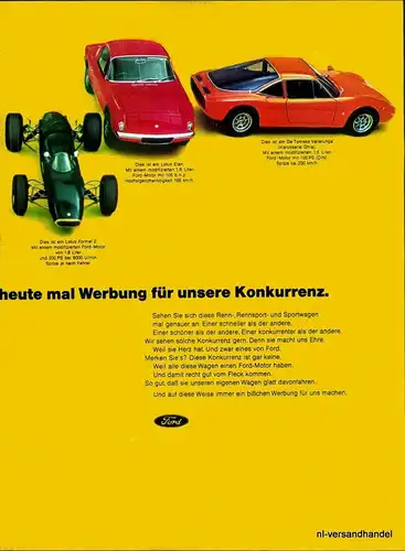 FORD-MOTOR-FORMEL-1968-Reklame-Werbung-genuine Ad-La publicité-nl-Versandhandel