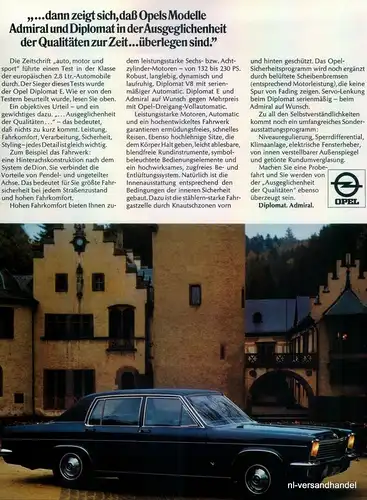 OPEL-DIPLOMAT-2,8Ltr-1971-Reklame-Werbung-genuine Advert-La publicité-nl-Versand