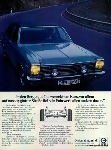 OPEL-DIPLOMAT-230PS-1971-Reklame-Werbung-genuine Advert-La publicité-nl-Versand