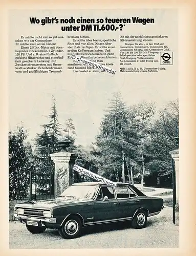 Opel-Commodore-1971-Reklame-Werbung-genuineAdvertising - nl-Versandhandel