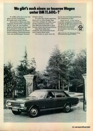 OPEL-COMMODORE-V6-1971-Reklame-Werbung-genuine Advert-La publicité-nl-Versand