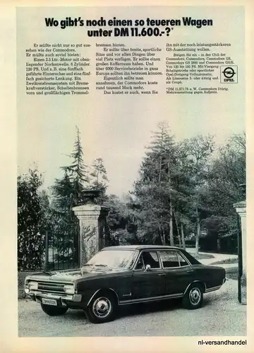 OPEL-COMMODORE-2,5-1971-Reklame-Werbung-genuine Advert-La publicité-nl-Versand