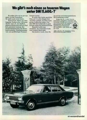 OPEL-COMMODORE-1971-Reklame-Werbung-genuine Advert-La publicité-nl-Versandhandel