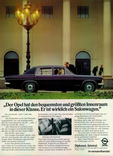 OPEL-ADMIRAL-1971-Reklame-Werbung-genuine Advert-La publicité-nl-Versandhandel