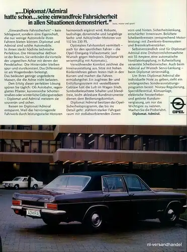 OPEL-DIPLOMAT-1971-Reklame-Werbung-genuine Advert-La publicité-nl-Versandhandel