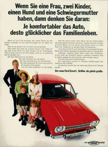 FORD-ESCORT-1968-Reklame-Werbung-genuine Ad-La publicité-nl-Versandhandel