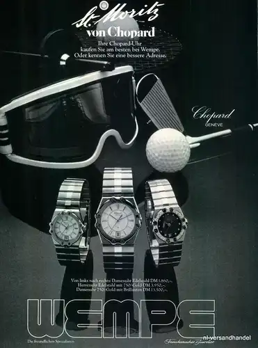 CHOPARD-GENEVE-1980-Reklame-Werbung-genuine Advert-La publicité-nl-Versandhandel