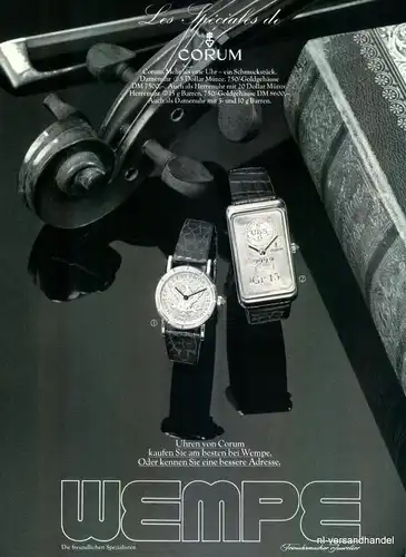 CORUM-SCHMUCKSTÜCK-1980-Reklame-Werbung-genuine Advert-La publicité-nl-Versand