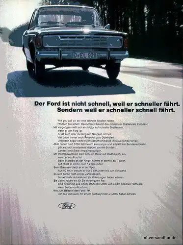 FORD-17M-V6-1968-Reklame-Werbung-genuine Ad-La publicité-nl-Versandhandel