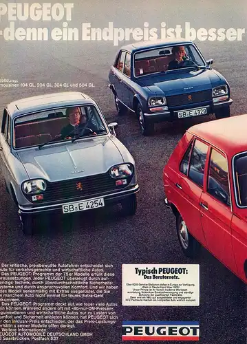 Peugeot-Programm-1975-Reklame-Werbung-genuineAdvertising-nl-Versandhandel