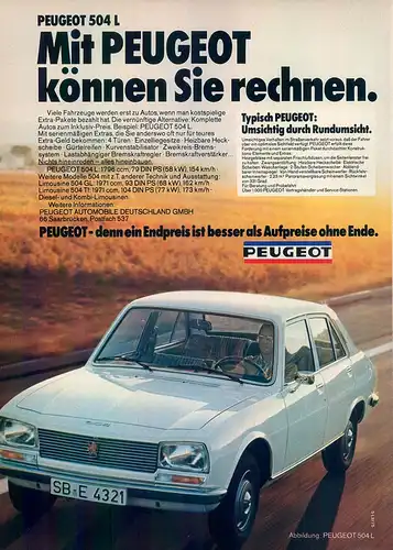 Peugeot-504-GL-1975-III-Reklame-Werbung-genuineAdvertising-nl-Versandhandel