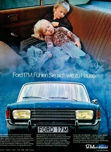 FORD-17M-1971-Reklame-Werbung-genuine Advert-La publicité-nl-Versandhandel