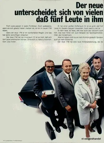 FORD-17M-1968-Reklame-Werbung-genuine Ad-La publicité-nl-Versandhandel