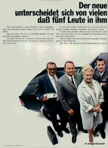 FORD-17M-1968-Reklame-Werbung-genuine Ad-La publicité-nl-Versandhandel 