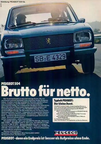 Peugeot-504-GL-1975-II-Reklame-Werbung-genuineAdvertising-nl-Versandhandel