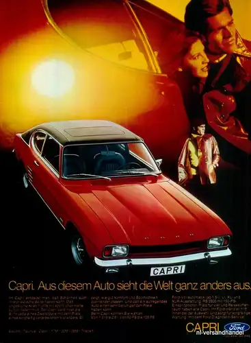 FORD-CAPRI-2,6L-V6-1971-Reklame-Werbung-genuine Advert-La publicité-nl-Versand