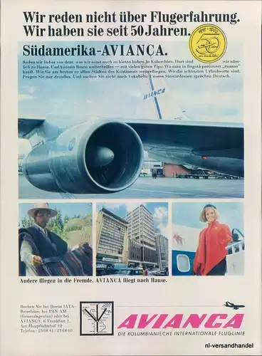 Avianca-Air-II-1969-Reklame-Werbung-genuine Advert-La publicité-nl-Versandhandel