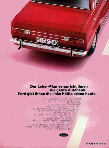 FORD-15M-V6-1968-Reklame-Werbung-genuine Ad-La publicité-nl-Versandhandel