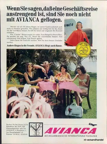 Avianca-Air-1969-Reklame-Werbung-genuine Advert-La publicité-nl-Versandhandel