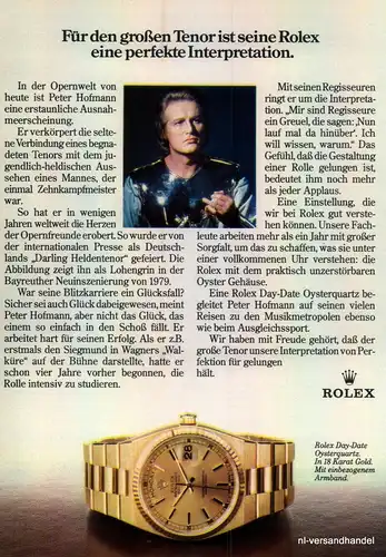 ROLEX-DAY-DATE-1980-Reklame-Werbung-genuine Advert-La publicité-nl-Versandhandel