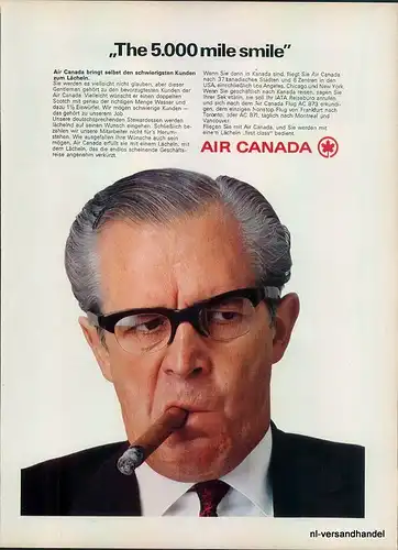 Air-Canada-1969-Reklame-Werbung-genuine Advert-La publicité-nl-Versandhandel