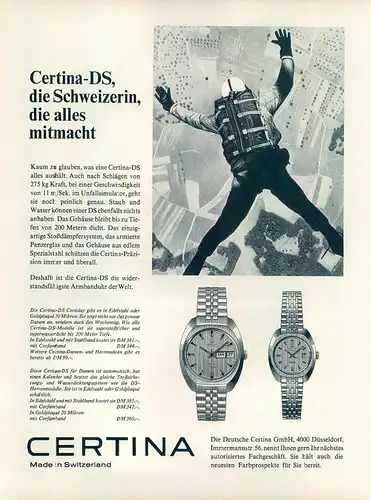 Certina-DS-1970-Reklame-Werbung-vintage print ad-Vintage Publicidad-老式平面广告
