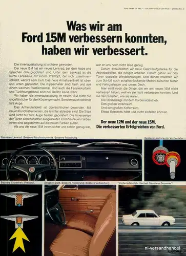 FORD-15M-15-M-1968-Reklame-Werbung-genuine Ad-La publicité-nl-Versandhandel