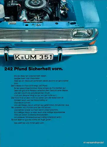 FORD-15M-1968-Reklame-Werbung-genuine Ad-La publicité-nl-Versandhandel